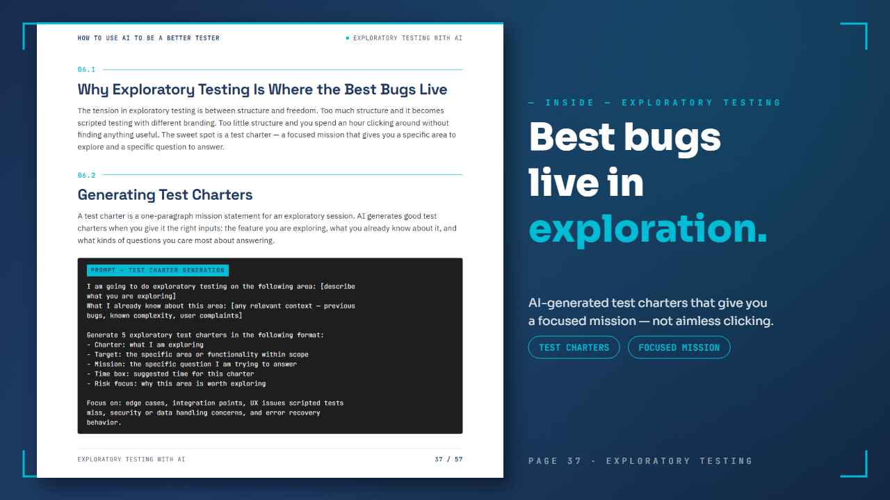 Generating focused exploratory test charters