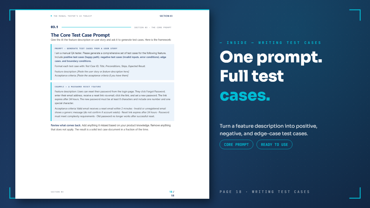 The core test case generation prompt