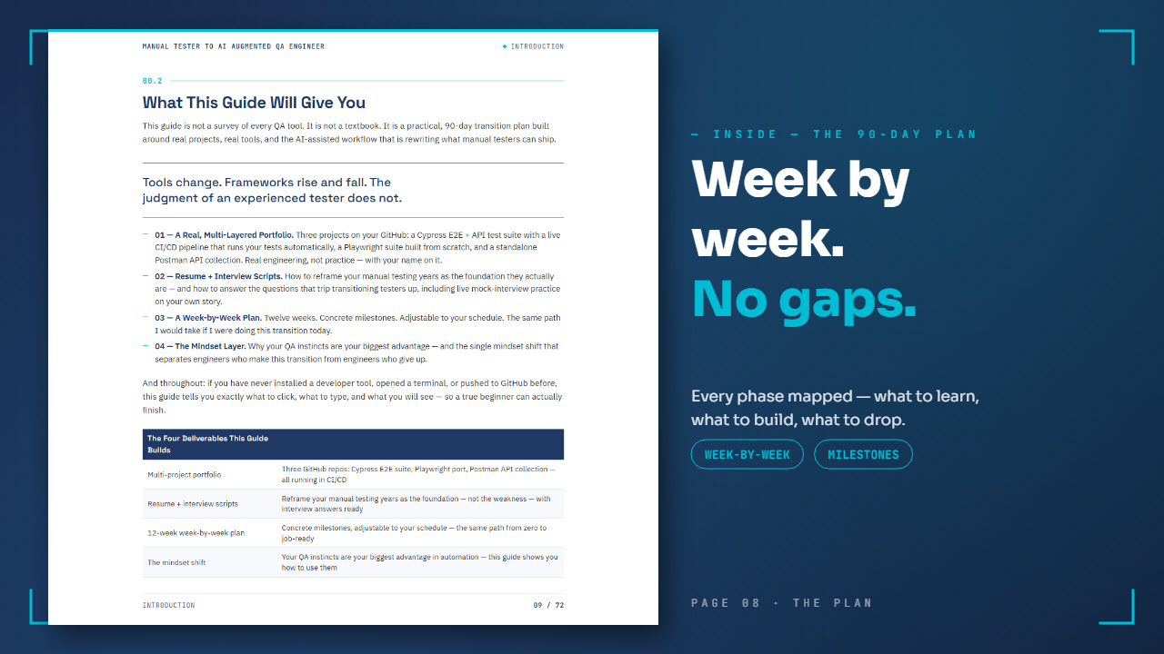 From Manual Tester to AI-Augmented QA Engineer — The 90-day week-by-week plan