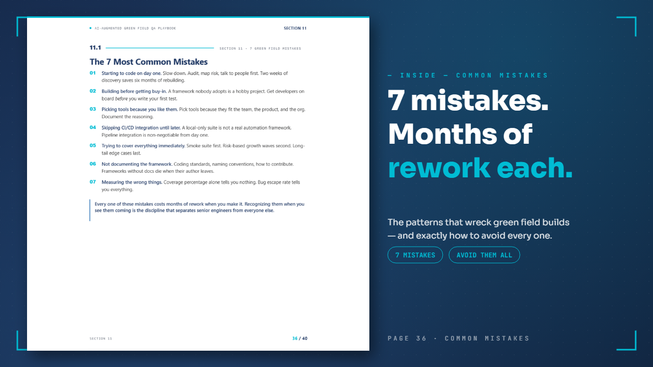 The Green Field QA Automation Playbook — The 7 most common green field mistakes